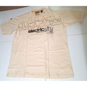 Enyce XL Short Sleeve Electric City Graphic T Shirt Cream Vintage Oversized Y2K